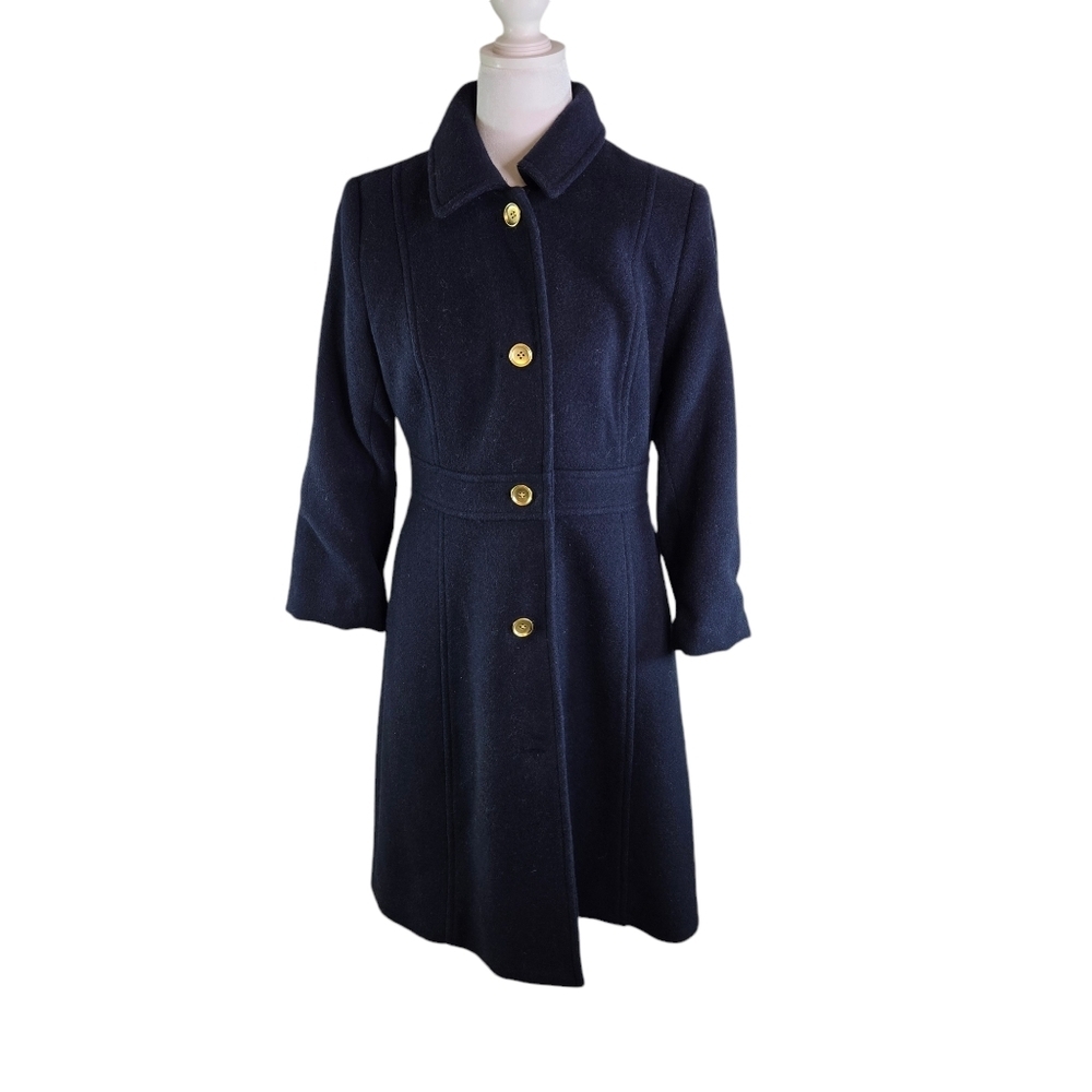 J. CREW Factory Navy Blue Wool Blend Lady Day Coat - Picture 7 of 15